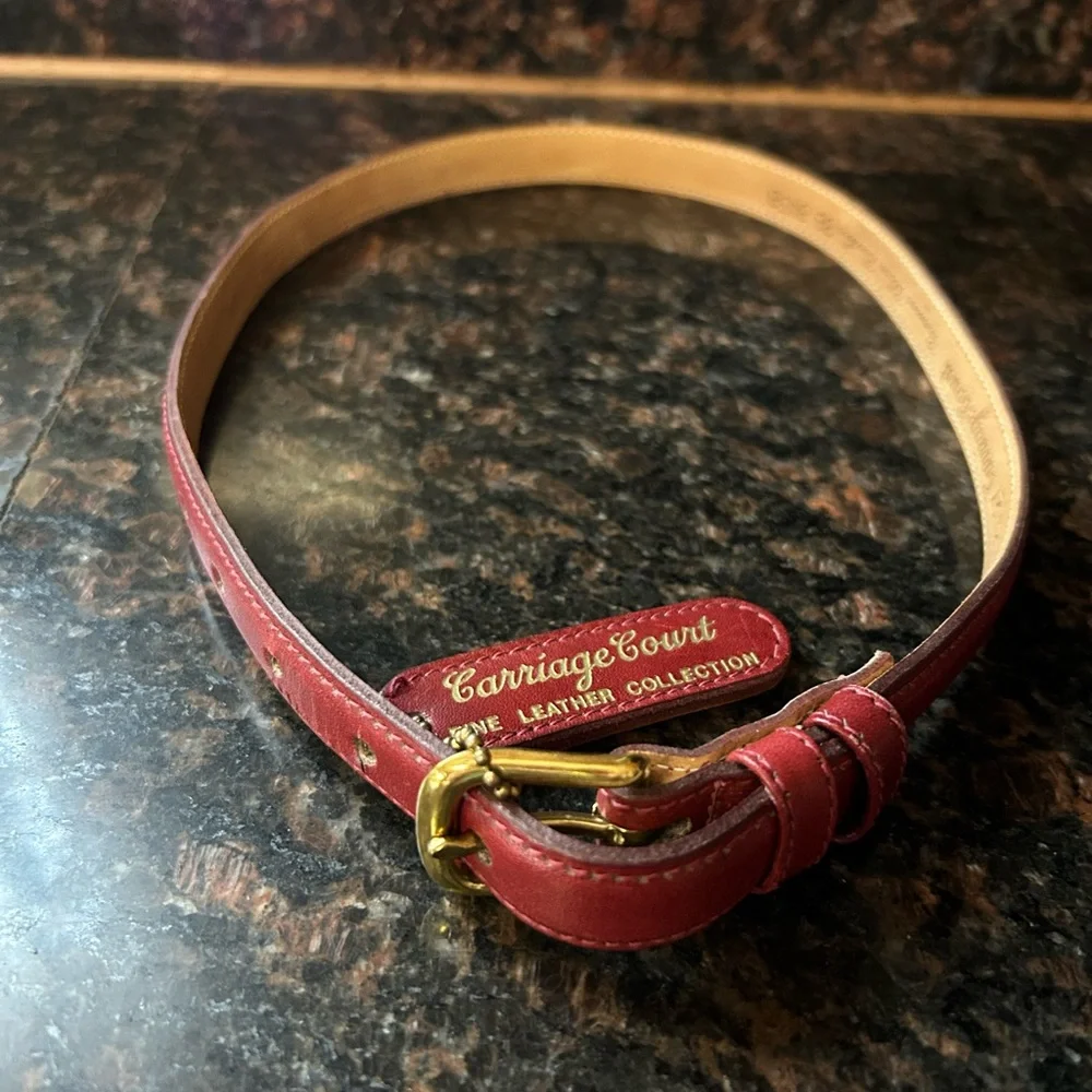 Vintage NEW Carriage Court Womens 24-27” Genuine Glove Leather Belt burgundy